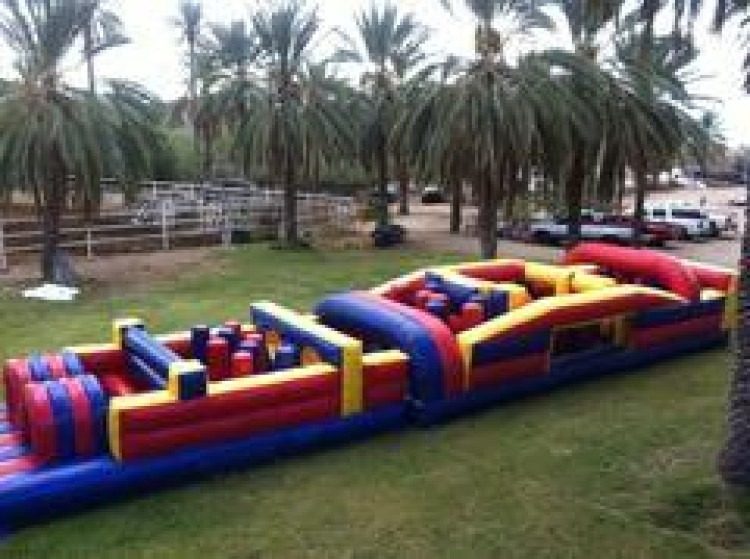 Long inflatable obstacle course